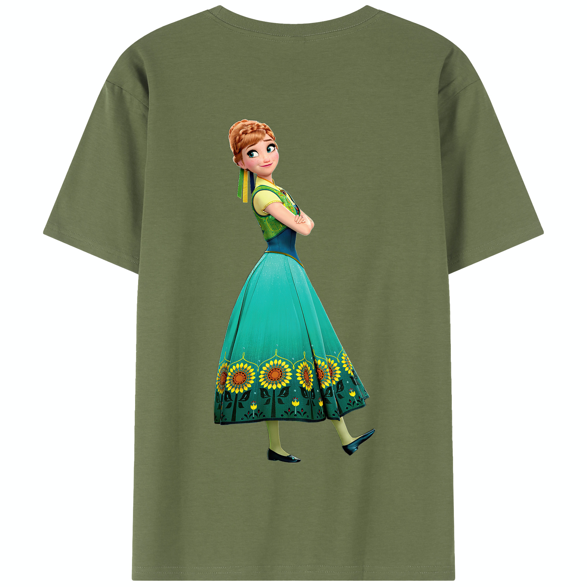 （画像用） アナと雪の女王 アンナ エルサ Frozen Anna Elsa 綿100％半袖Tシャツ（背面プリント）